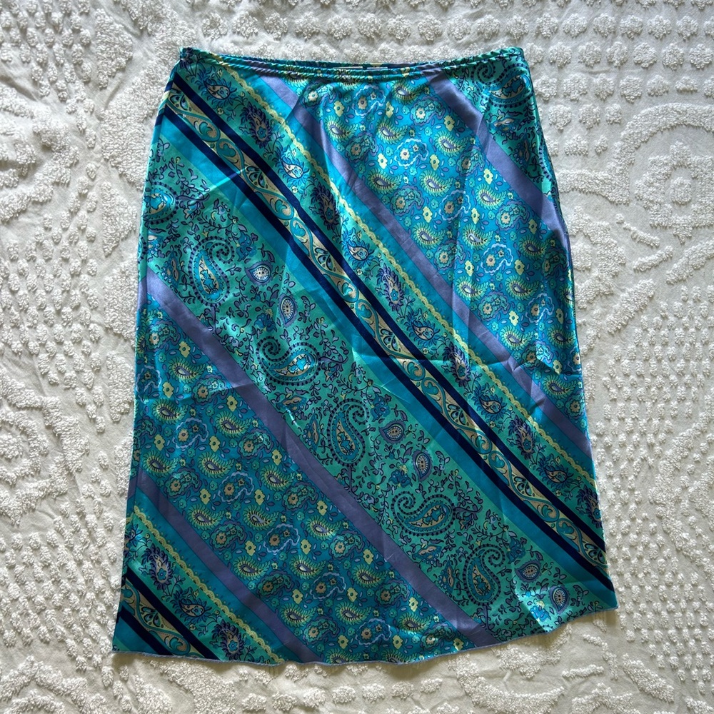 Gorgeous Vintage Skirt, Giorgio Fiorlini, Medium, blue paisley